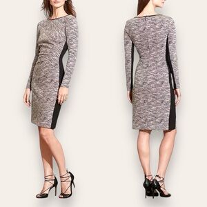 Lauren Ralph Lauren Ruched Sheath Long Sleeve Mini Dress Black White 16 Women’s